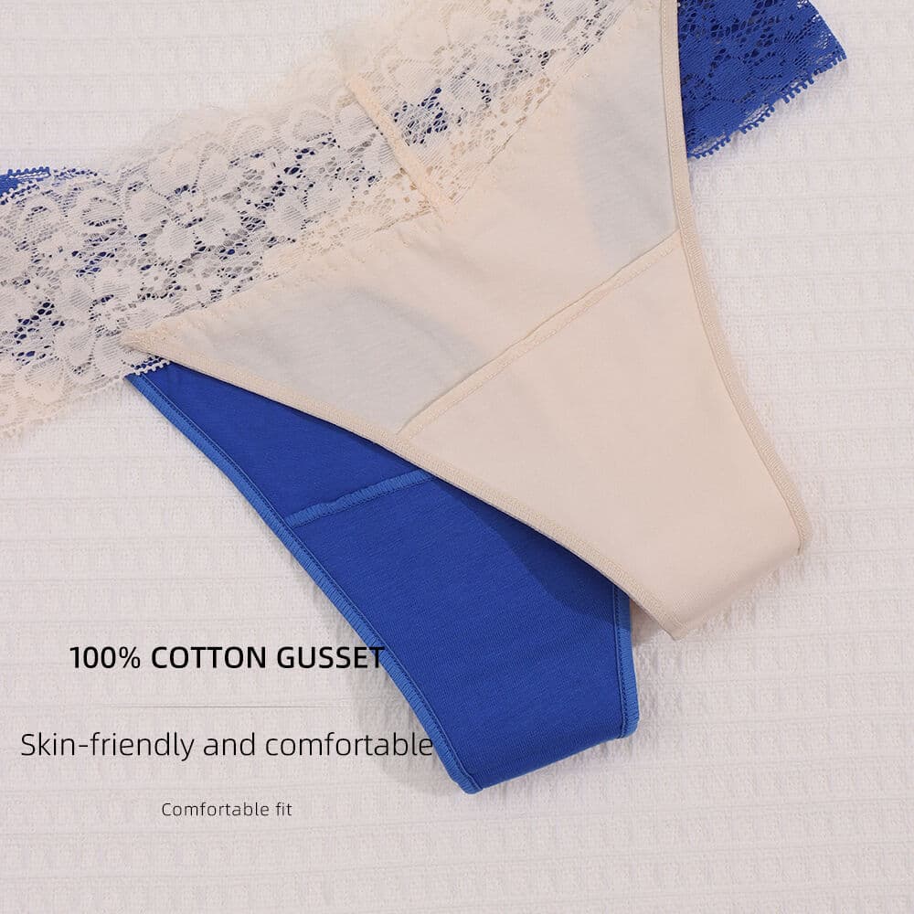 V-Waist Lace & Cotton Thong — source construction or detail photograph 3