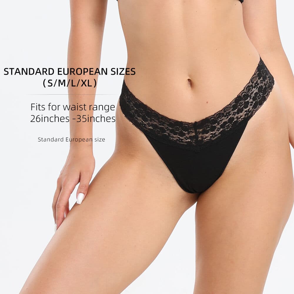 V-Waist Lace & Cotton Thong — source construction or detail photograph 1