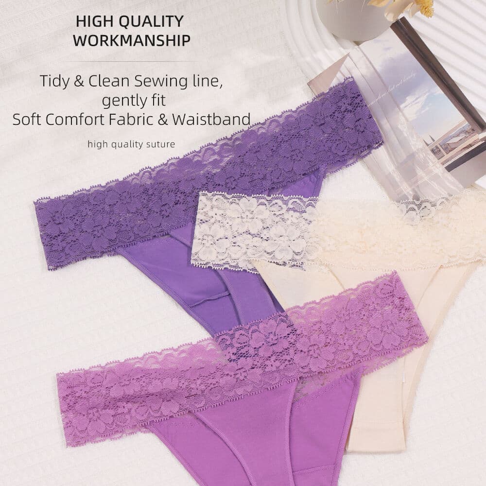 V-Waist Lace & Cotton Thong — source construction or detail photograph 2