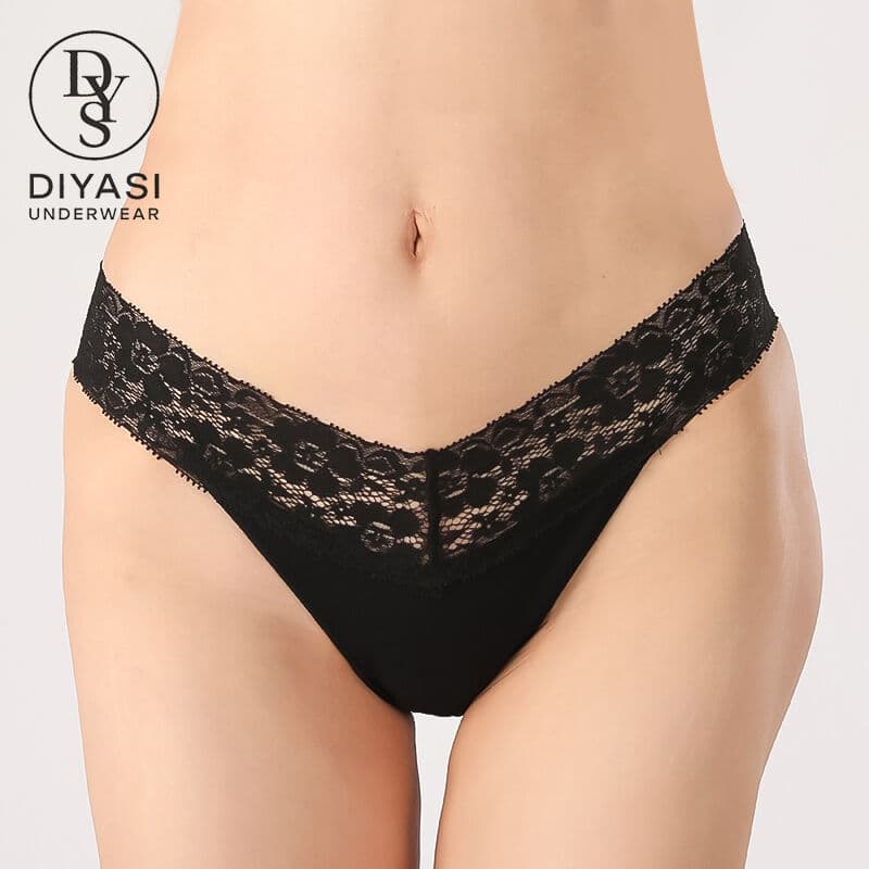 V-Waist Lace & Cotton Brief, style LS005-142, original product image