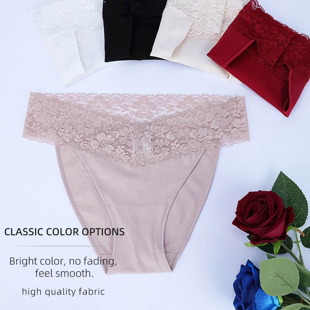 V-Waist Lace & Cotton Brief — source construction or detail photograph 4