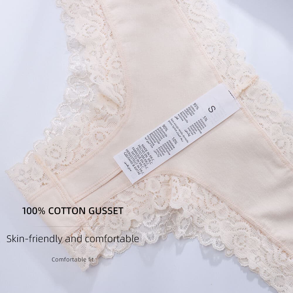 Lace-Trim Cotton Brazilian Brief — source construction or detail photograph 3