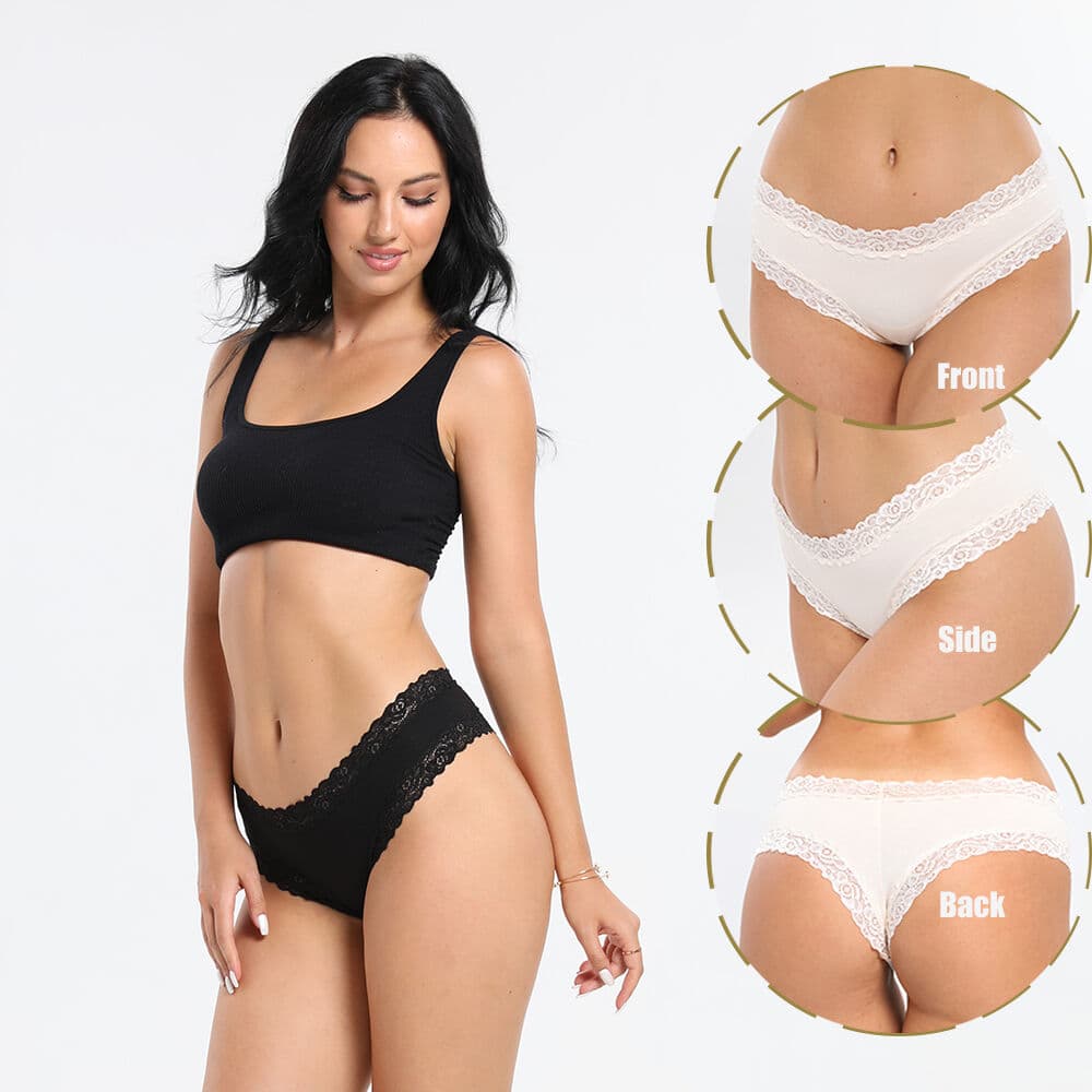 Lace-Trim Cotton Brazilian Brief — source construction or detail photograph 5