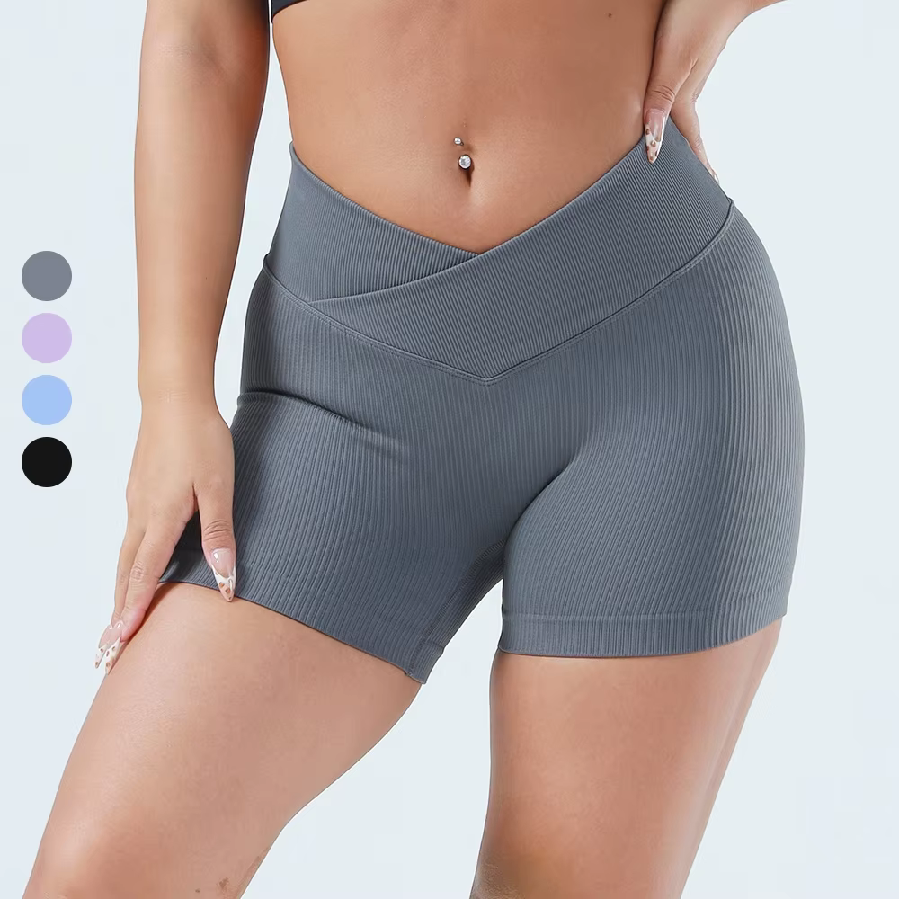 Women's Ribbed Knit Seamless Shorts for Activewear Brands