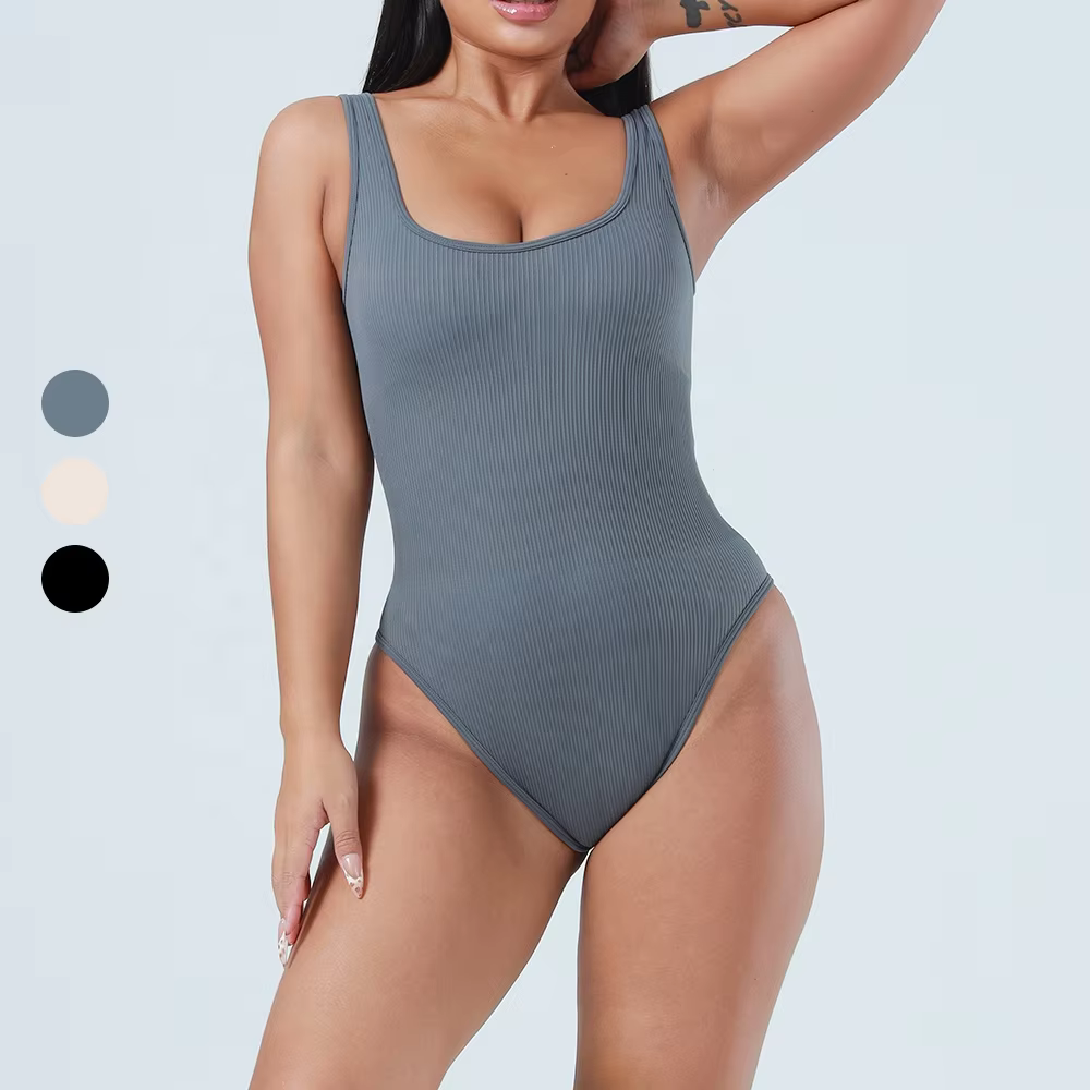 Women's Ribbed Knit Seamless Yoga Jumpsuit for Activewear Brands