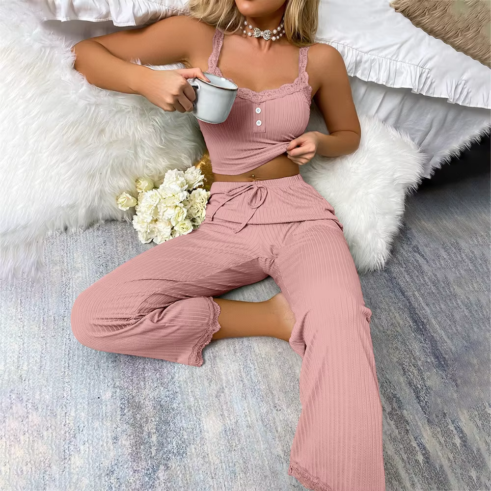Women's Lace Loungewear Set for Private Label Loungewear Brands