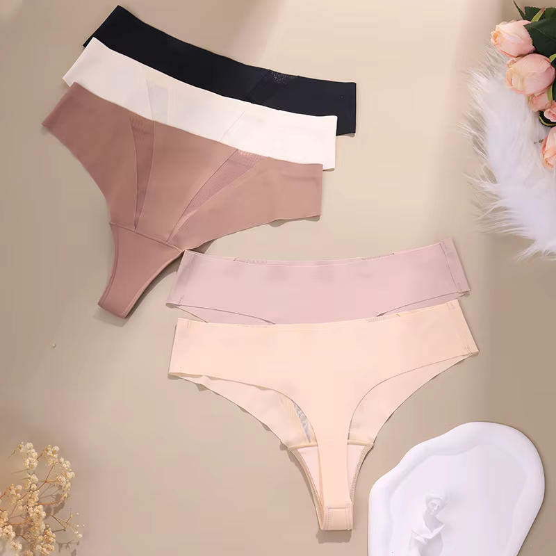Women's Soft Stretch Seamless Thong Underwear with No-Show Fit for Private Label Underwear Brands